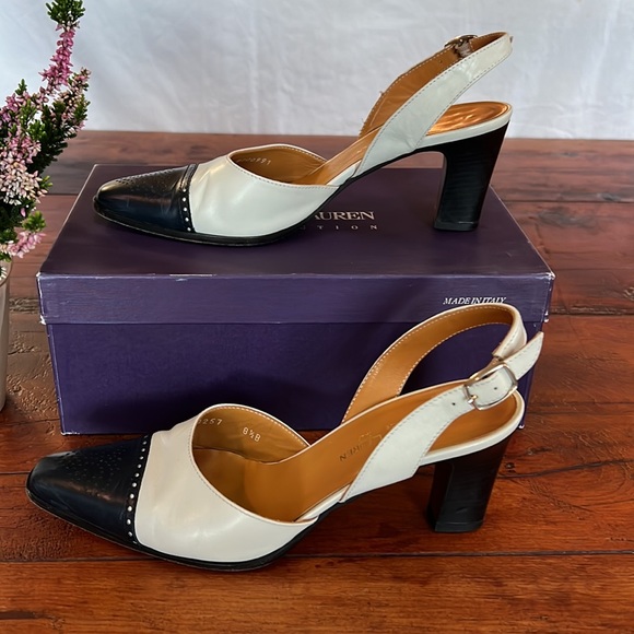 Ralph Lauren cap toe sling back - Picture 2 of 10